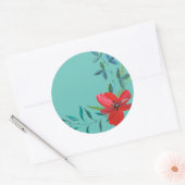 handgeschilderd-waterverf-bloem ronde sticker (Envelop)