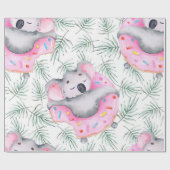 Handgeschilderd waterverf patroon met koala tropic cadeaupapier (Vlak)