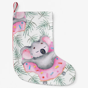 Handgeschilderd waterverf patroon met koala tropic kleine kerstsok