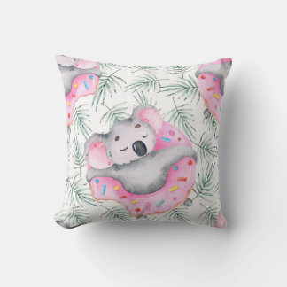 Handgeschilderd waterverf patroon met koala tropic kussen