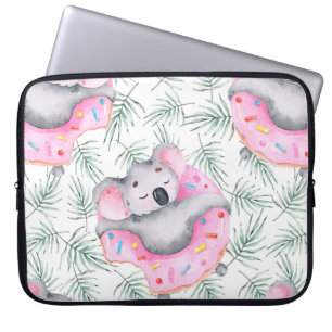 Handgeschilderd waterverf patroon met koala tropic laptop sleeve