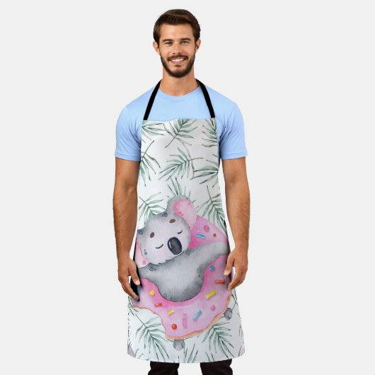 Handgeschilderd waterverf patroon met koala tropic schort (Gedragen)