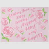 Handgeschilderd Waterverf Roos HAPPY BIRTHDAY cade Tissuepapier (Voorkant)