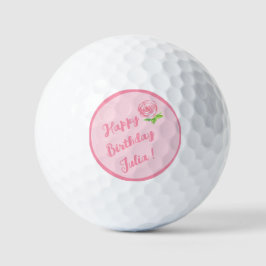 Handgeschilderd Waterverf Roos HAPPY BIRTHDAY Golfballen
