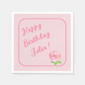 Handgeschilderd Waterverf Roos HAPPY BIRTHDAY Servet (Voorkant)