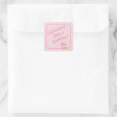 Handgeschilderd Waterverf Roos HAPPY BIRTHDAY Vierkante Sticker (Tas)