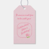 Handgeschilderd Waterverf Roos VERJAARDAG Cadeaulabel (Voorkant)