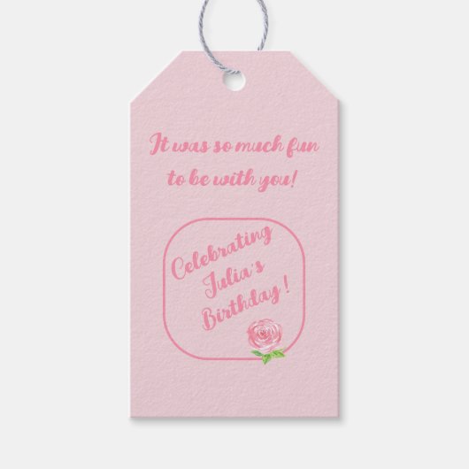 Handgeschilderd Waterverf Roos VERJAARDAG Cadeaulabel (Voorkant)