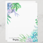 Handgeschilderd Waterverf Succulent Papier (Voorkant / Achterkant)