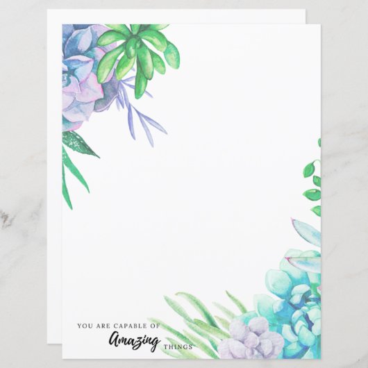 Handgeschilderd Waterverf Succulent Papier (Voorkant / Achterkant)