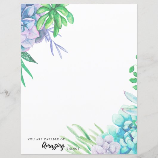 Handgeschilderd Waterverf Succulent Papier (Voorkant)