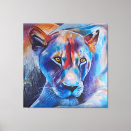 Handgeschilderd wild kat portret canvas afdruk