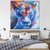 Handgeschilderd wild kat portret canvas afdruk (Insitu (Slaapkamer))