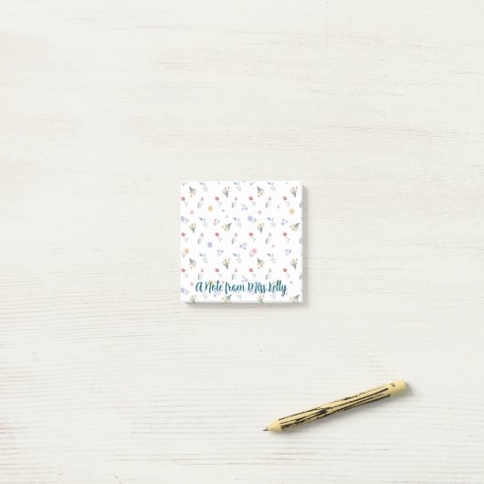Handgeschilderd Wildflower Design Post-it® Notes (Op bureau)