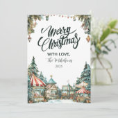 handgeschilderd winterdorp feestdagenkaart (Staand voorkant)
