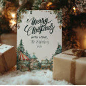 handgeschilderd winterdorp feestdagenkaart