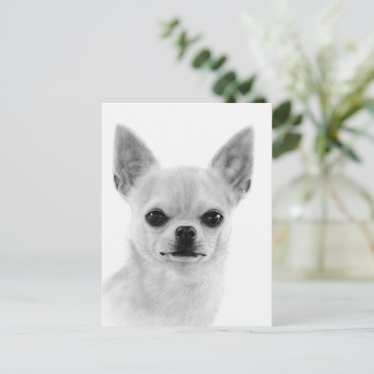Handgeschilderd wit Chihuahua kunstwerk Briefkaart (Staand voorkant)