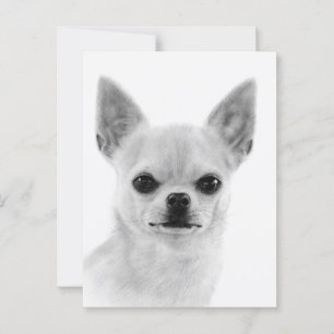 Handgeschilderd wit Chihuahua kunstwerk Briefkaart
