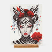 Handgeschilderd "Zebra Woman" - Award-winnende Pop Acryl Bord (Voorkant)