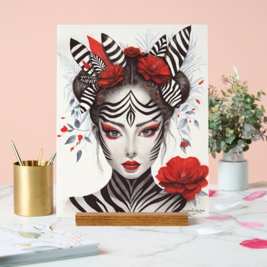 Handgeschilderd "Zebra Woman" - Award-winnende Pop Acryl Bord (Huwelijk)