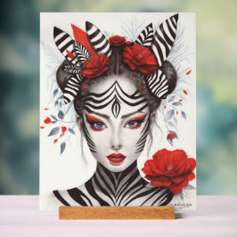 Handgeschilderd "Zebra Woman" - Award-winnende Pop Acryl Bord