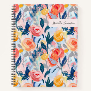 Handgeschilderde Abstracte bloem gepersonaliseerd  Notitieboek