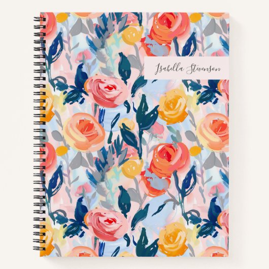 Handgeschilderde Abstracte bloem gepersonaliseerd Notitieboek (Voorkant)