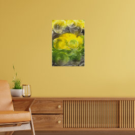 Handgeschilderde Abstracte Kunst Geel en Groen Poster