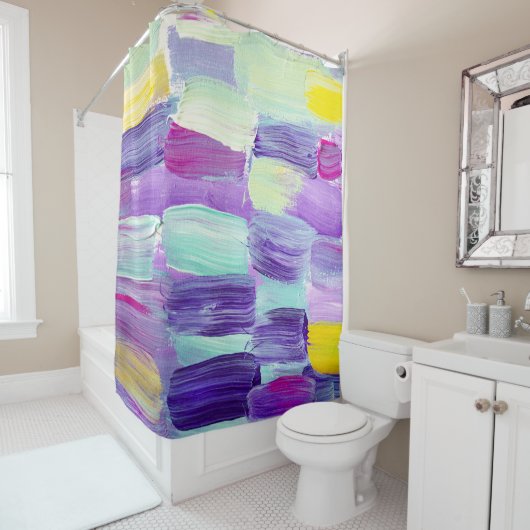 Handgeschilderde Abstracte kunstachtergrond Douchegordijn (In situ)
