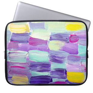Handgeschilderde Abstracte kunstachtergrond Laptop Sleeve