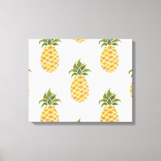 Handgeschilderde ananas, waterverf achtergrond. canvas afdruk (Voorkant)