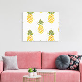 Handgeschilderde ananas, waterverf achtergrond. canvas afdruk (Insitu (Woonkamer))