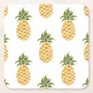 Handgeschilderde ananas, waterverf achtergrond. kartonnen onderzetters