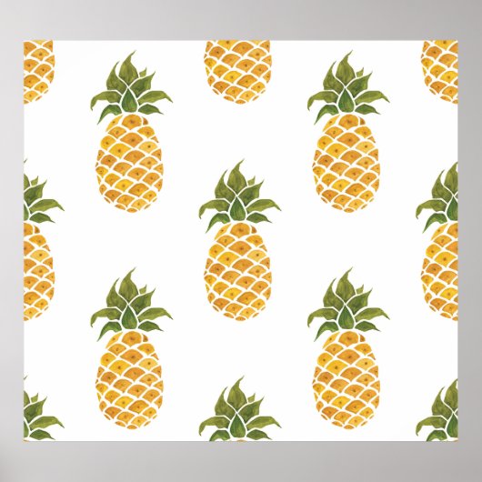 Handgeschilderde ananas, waterverf achtergrond. poster (Voorkant)