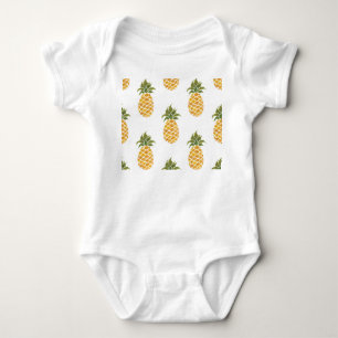 Handgeschilderde ananas, waterverf achtergrond. romper