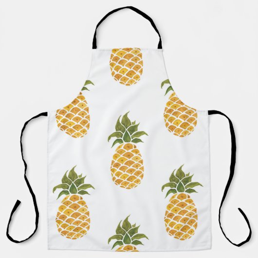 Handgeschilderde ananas, waterverf achtergrond. schort (Voorkant)