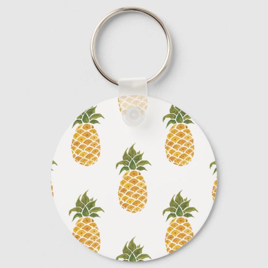 Handgeschilderde ananas, waterverf achtergrond. sleutelhanger (Voorkant)