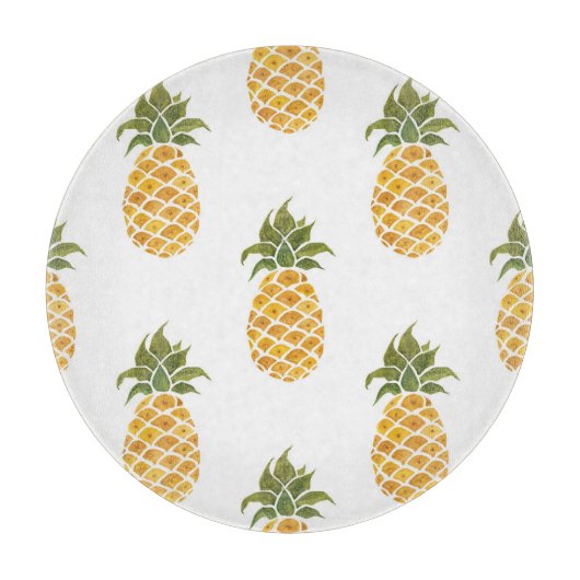 Handgeschilderde ananas, waterverf achtergrond. snijplank (Voorkant)