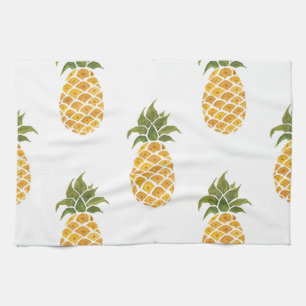 Handgeschilderde ananas, waterverf achtergrond. theedoek