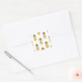 Handgeschilderde ananas, waterverf achtergrond. vierkante sticker (Envelop)