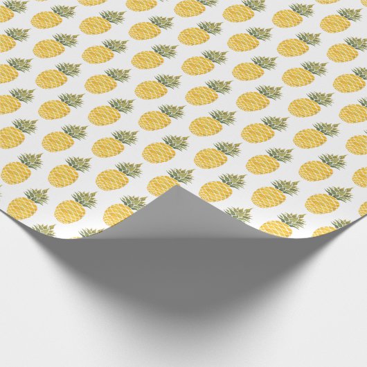 Handgeschilderde ananas: Waterverf naadloos. Cadeaupapier (Hoek)