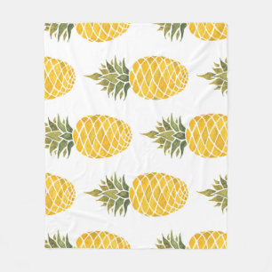 Handgeschilderde ananas: Waterverf naadloos. Fleece Deken