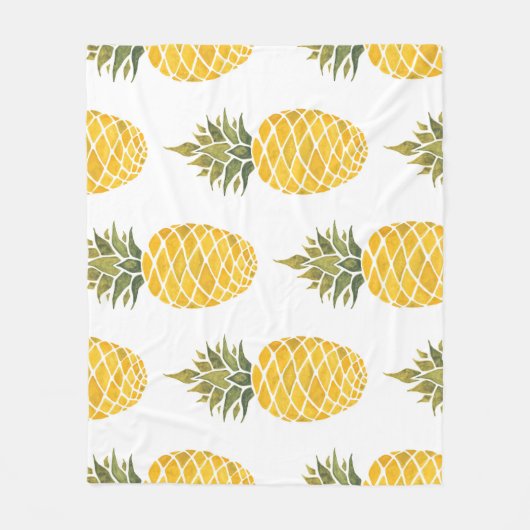 Handgeschilderde ananas: Waterverf naadloos. Fleece Deken (Voorkant)