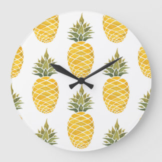 Handgeschilderde ananas: Waterverf naadloos. Grote Klok