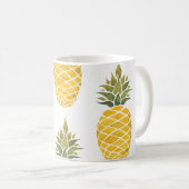 Handgeschilderde ananas: Waterverf naadloos. Koffiemok (Voorkant rechts)