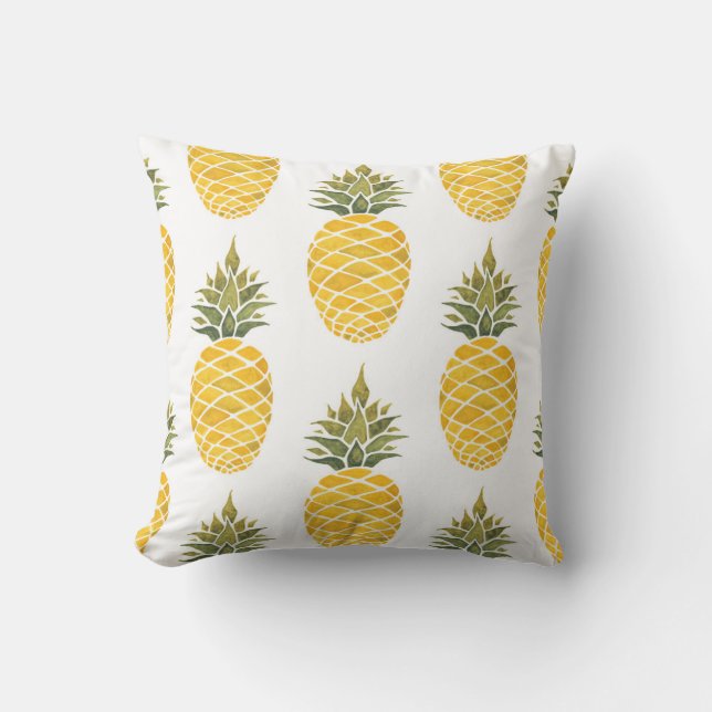 Handgeschilderde ananas: Waterverf naadloos. Kussen (Voorkant)