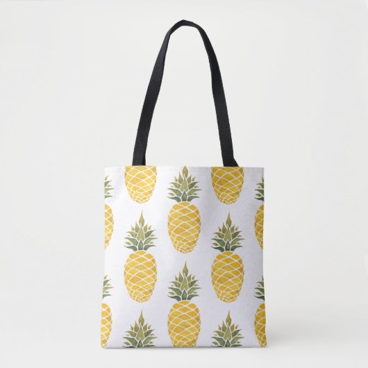 Handgeschilderde ananas: Waterverf naadloos. Tote Bag (Voorkant)