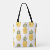 Handgeschilderde ananas: Waterverf naadloos. Tote Bag (Achterkant)