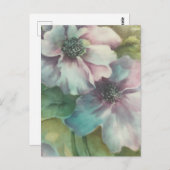 Handgeschilderde Anemones Art Briefkaart | pastelb (Voorkant / Achterkant)