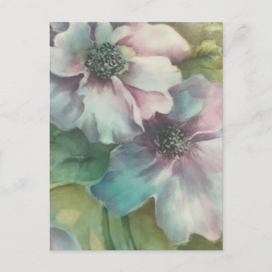 Handgeschilderde Anemones Art Briefkaart | pastelb (Voorkant)